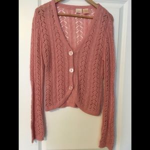 Cropped lacy cardigan sweater